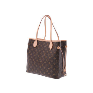Louis Vuitton Tote Monogram Brown Bag Leather Neverfull Pouch